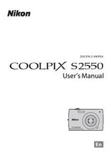 Nikon Coolpix S2550 manual. Camera Instructions.